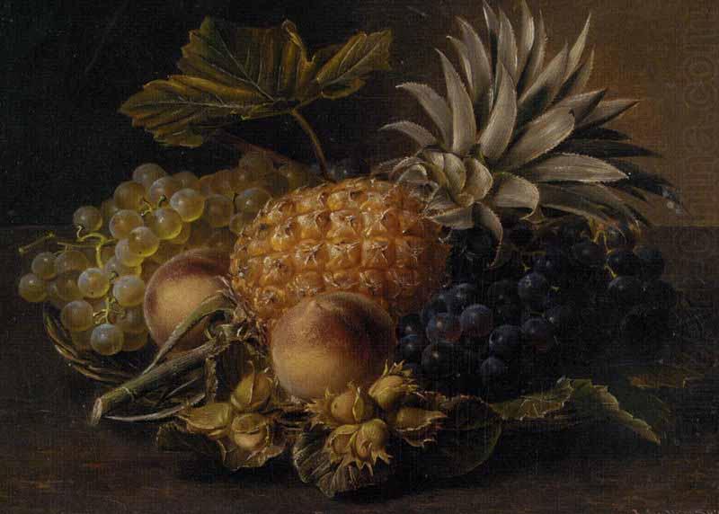 Fruits and hazelnuts in a basket, unknow artist